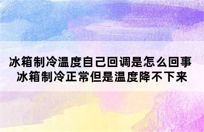 冰箱制冷温度自己回调是怎么回事 冰箱制冷正常但是温度降不下来